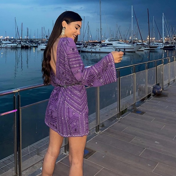 ✨💜✨ {Zara} Beaded Tunic Dress - Limited Edition Size S-M ✨💜✨ - Picture 11 of 15